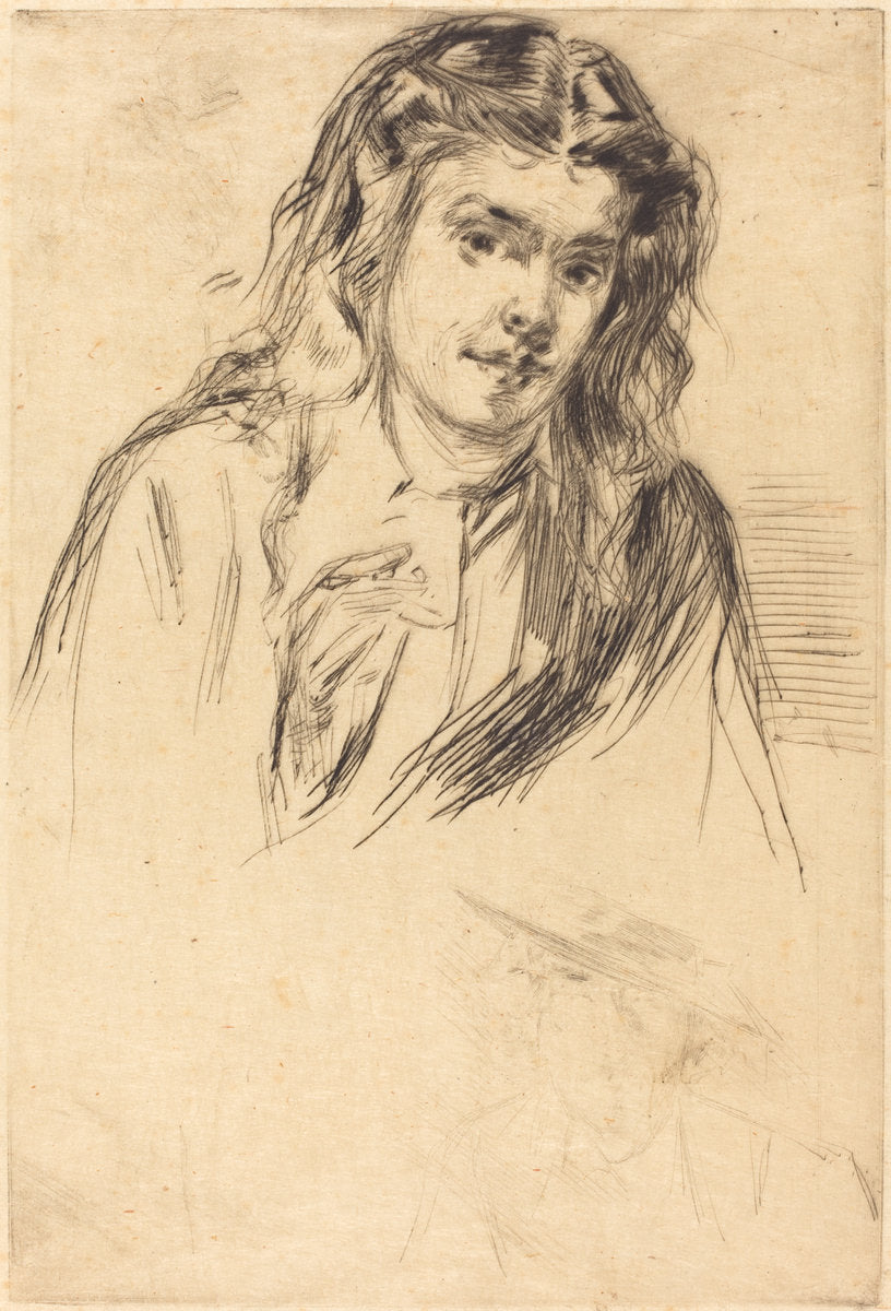 Fumette's Bent Head by James McNeill Whistler (American, 1834 - 1903), 16X12"(A3)Poster Print