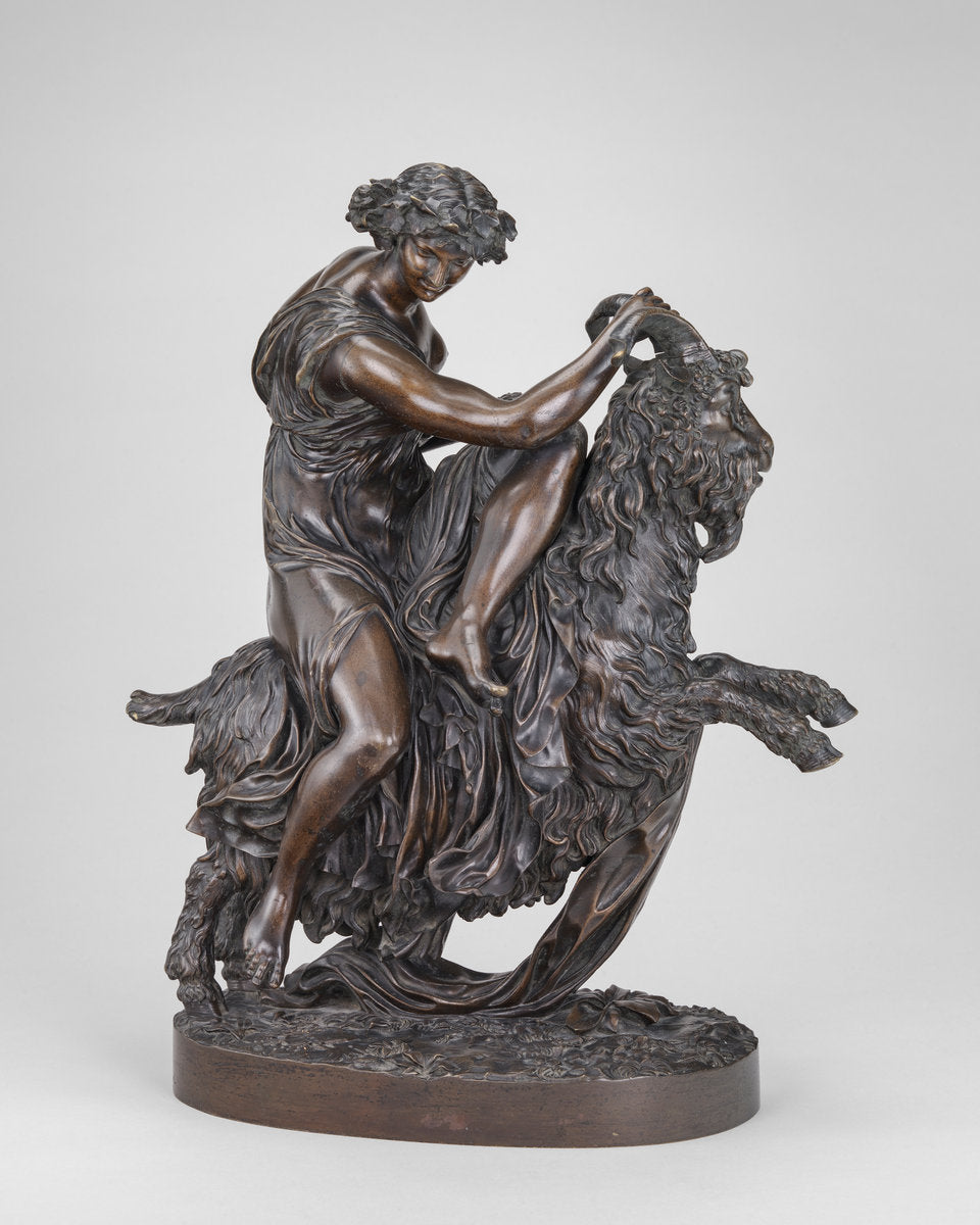 Bacchante with a Goat by Philippe-Laurent Roland (French, 1746 - 1816), 16X12"(A3)Poster Print