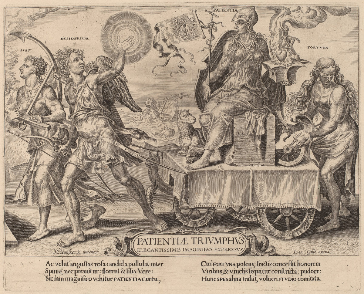 The Triumph of Patience by Dirck Volckertz Coornhert after Maerten van Heemskerck (Netherlandish, 1522 - 1590), 16X12"(A3)Poster Print