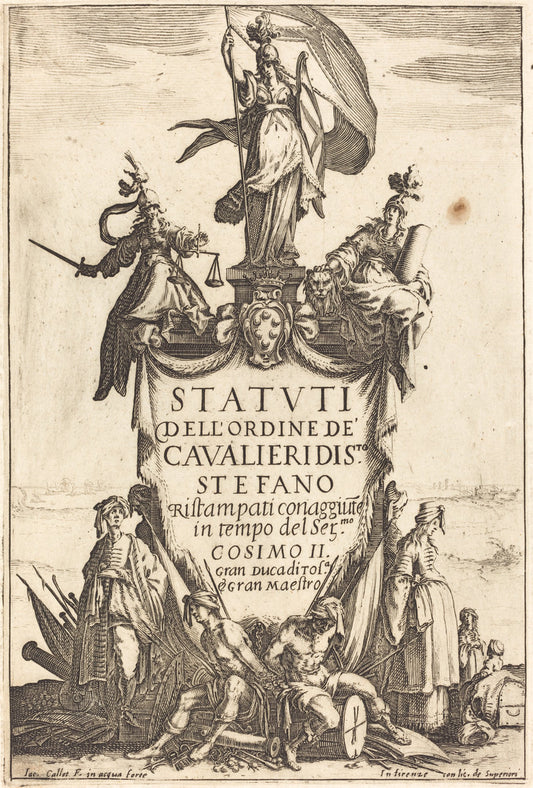 Frontispiece for the "Statutes of the Order of the Knights of Saint Stephen" by Jacques Callot (French, 1592 - 1635), 16X12"(A3)Poster Print