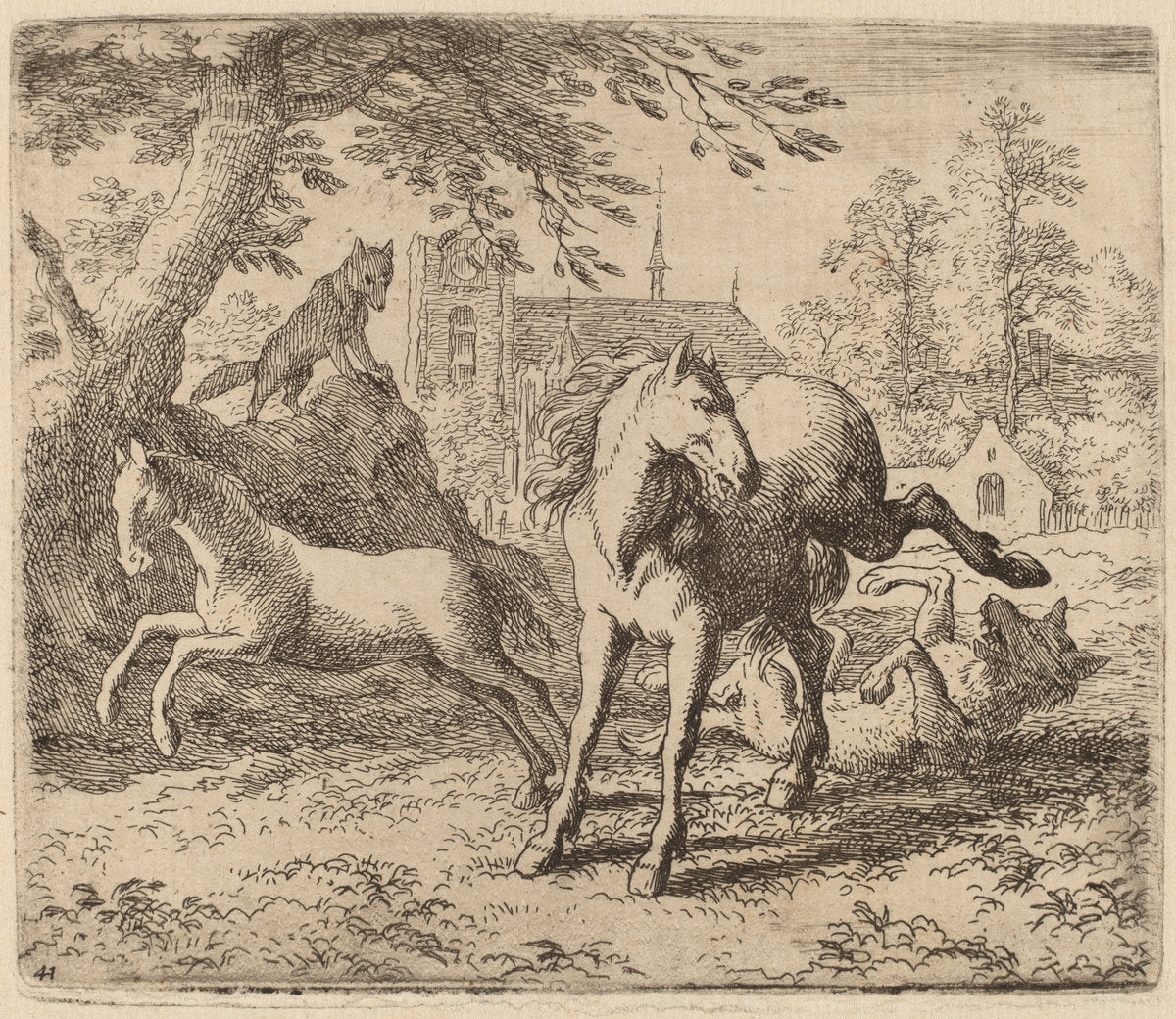 The Mare and the Wolf by Allart van Everdingen (Dutch, 1621 - 1675), 16X12"(A3)Poster Print