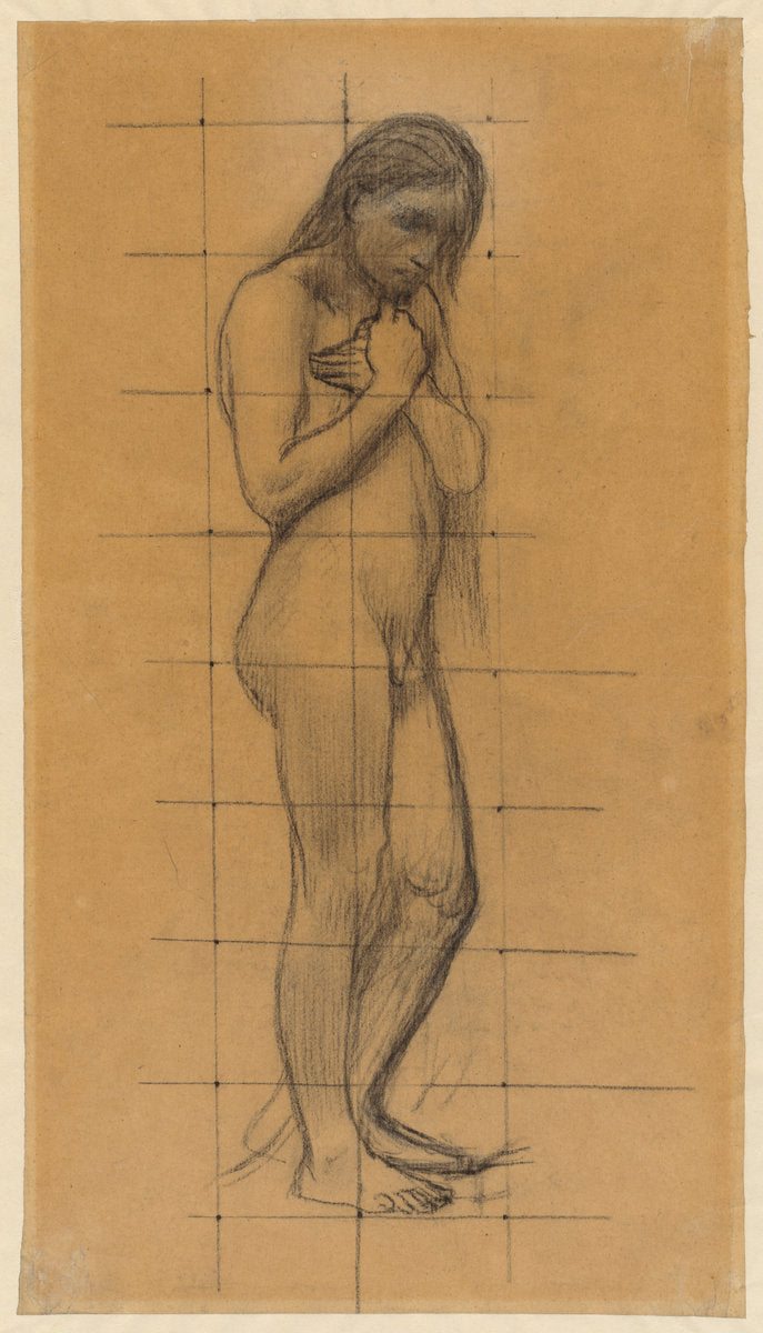 A Standing Male Nude by Pierre Puvis de Chavannes (French, 1824 - 1898), 16X12"(A3)Poster Print