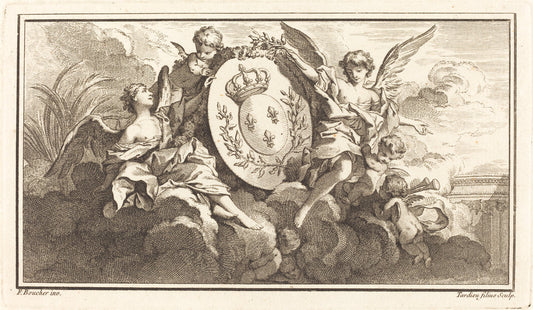 Royal Coat of Arms of Louis XV by Pierre François Tardieu or Jacques Nicolas Tardieu after François Boucher (French, 1716 - 1791), 16X12"(A3)Poster Print