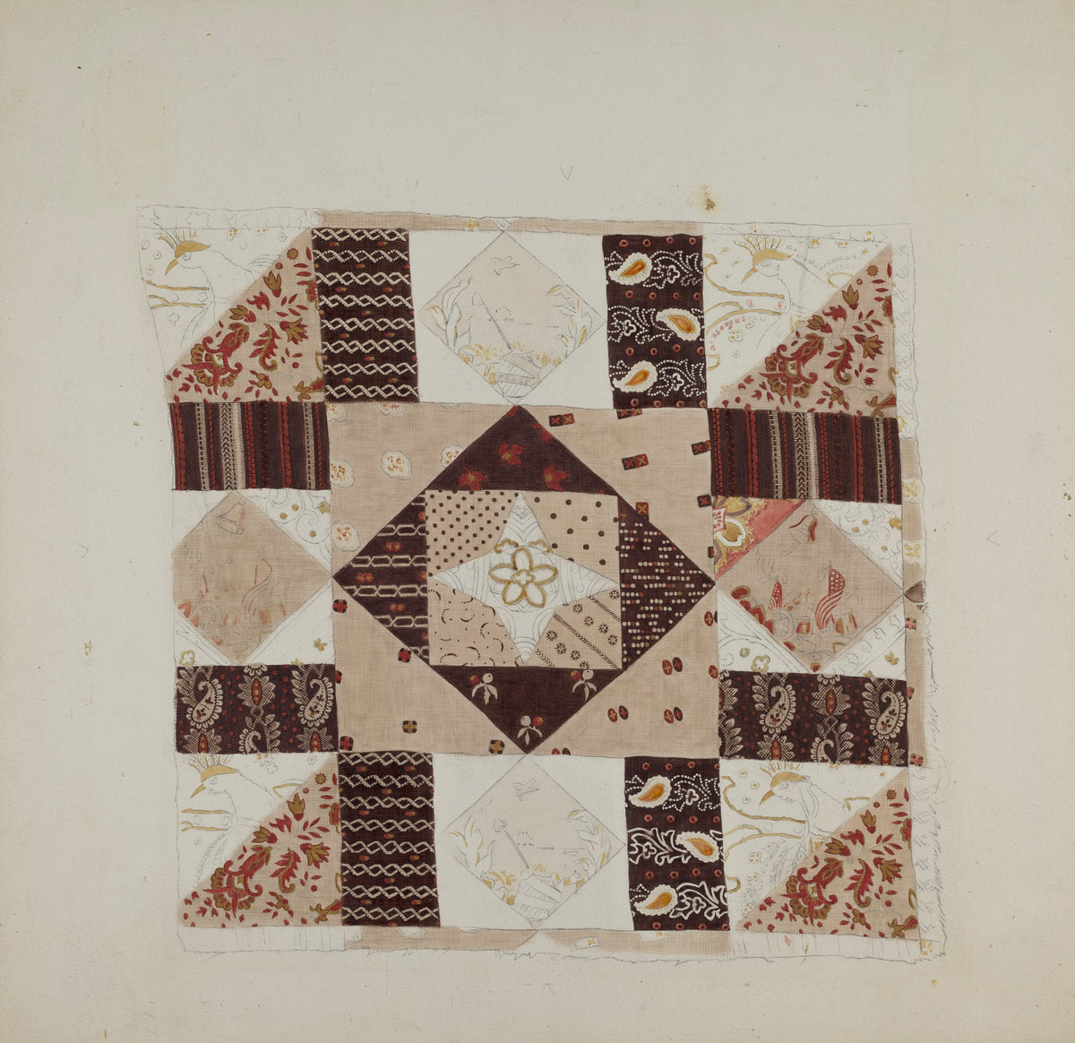 Printed Cotton (Quilt) by John Tubrant (American, active c. 1935), 16X12"(A3)Poster Print