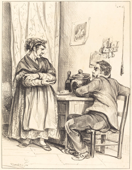 Domestic Dispute by Lucien (French, active mid 19th century), 16X12"(A3)Poster Print