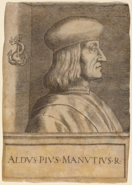 Aldus Pius Manutius by Attributed to Giulio Campagnola (Italian, 1482 - after 1514), 16X12"(A3)Poster Print