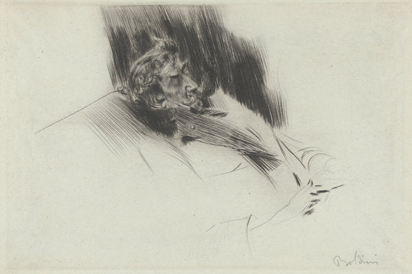 Whistler Asleep by Giovanni Boldini (Italian, 1842 - 1931), 16X12"(A3)Poster Print