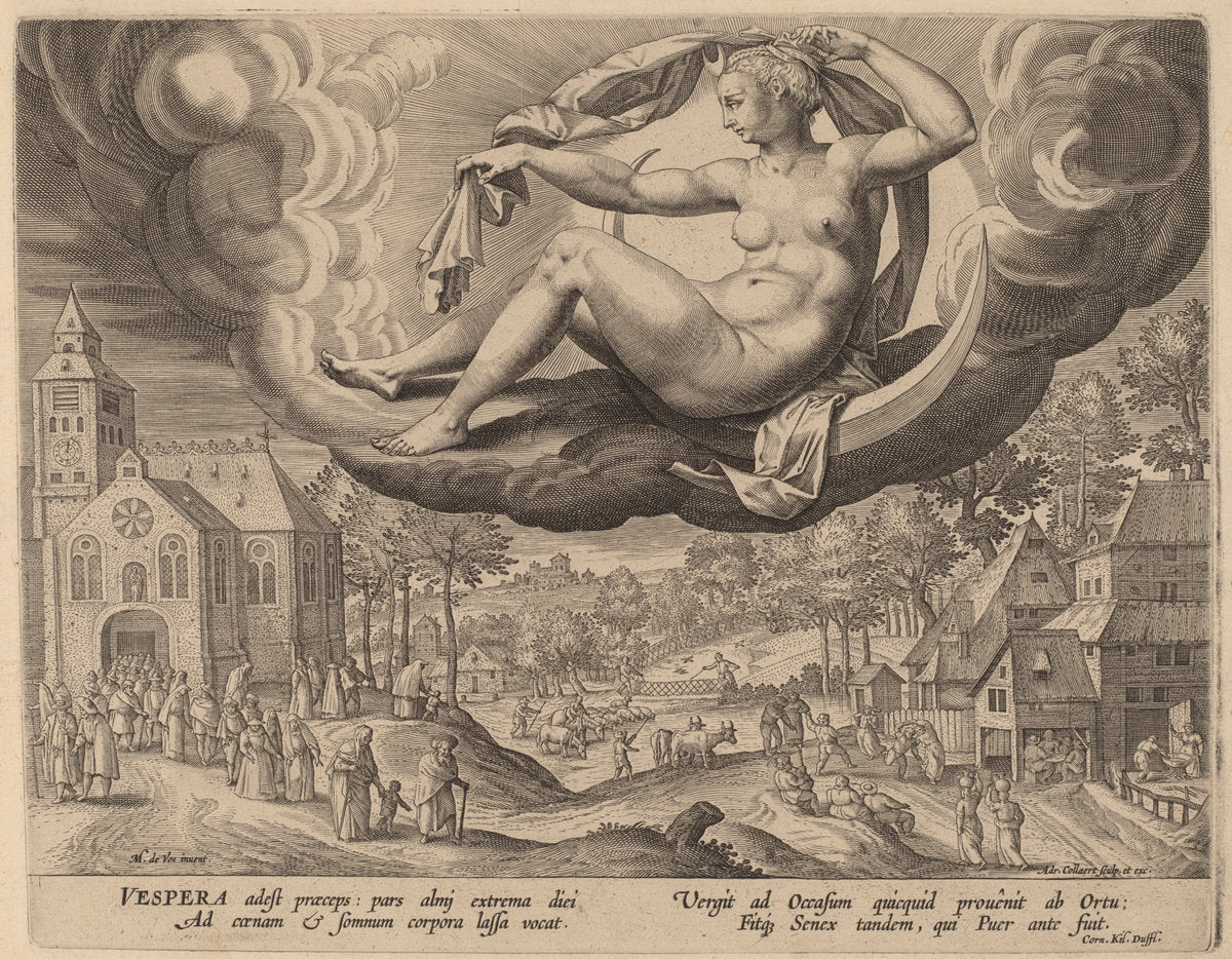 Evening by Adriaen Collaert after Maarten de Vos (Flemish, c. 1560 - 1618), 16X12"(A3)Poster Print