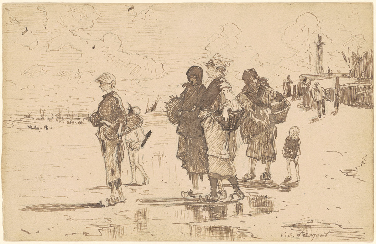 En Route pour la pêche (Setting Out to Fish) [after "Oyster Gatherers of Cancale"] by John Singer Sargent (American, 1856 - 1925), 16X12"(A3)Poster Print