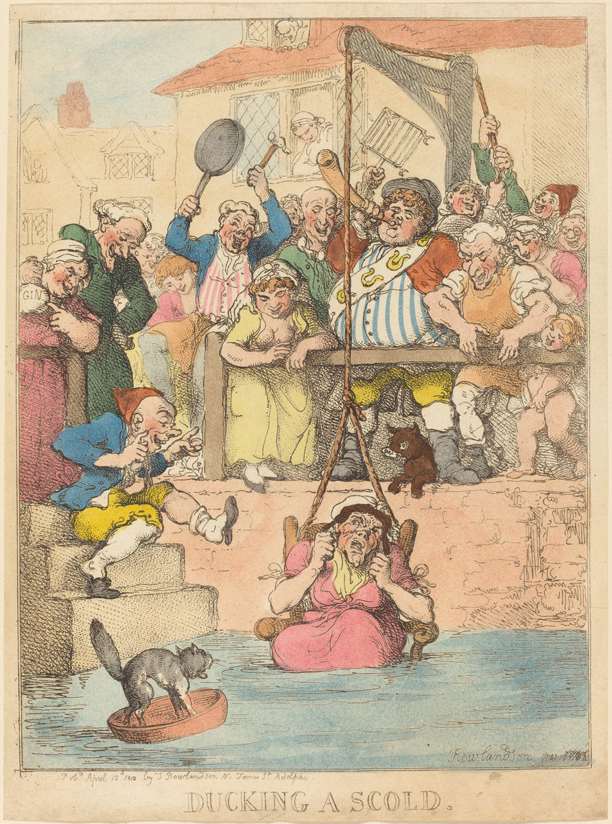 Ducking a Scold by Thomas Rowlandson (British, 1756 - 1827), 16X12"(A3)Poster Print