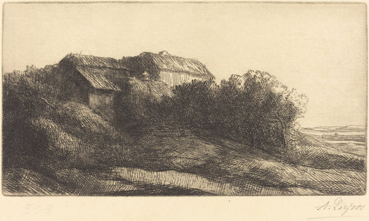 Cottage on a Hillside (Chaumiere sur le coteau) by Alphonse Legros (French, 1837 - 1911), 16X12"(A3)Poster Print