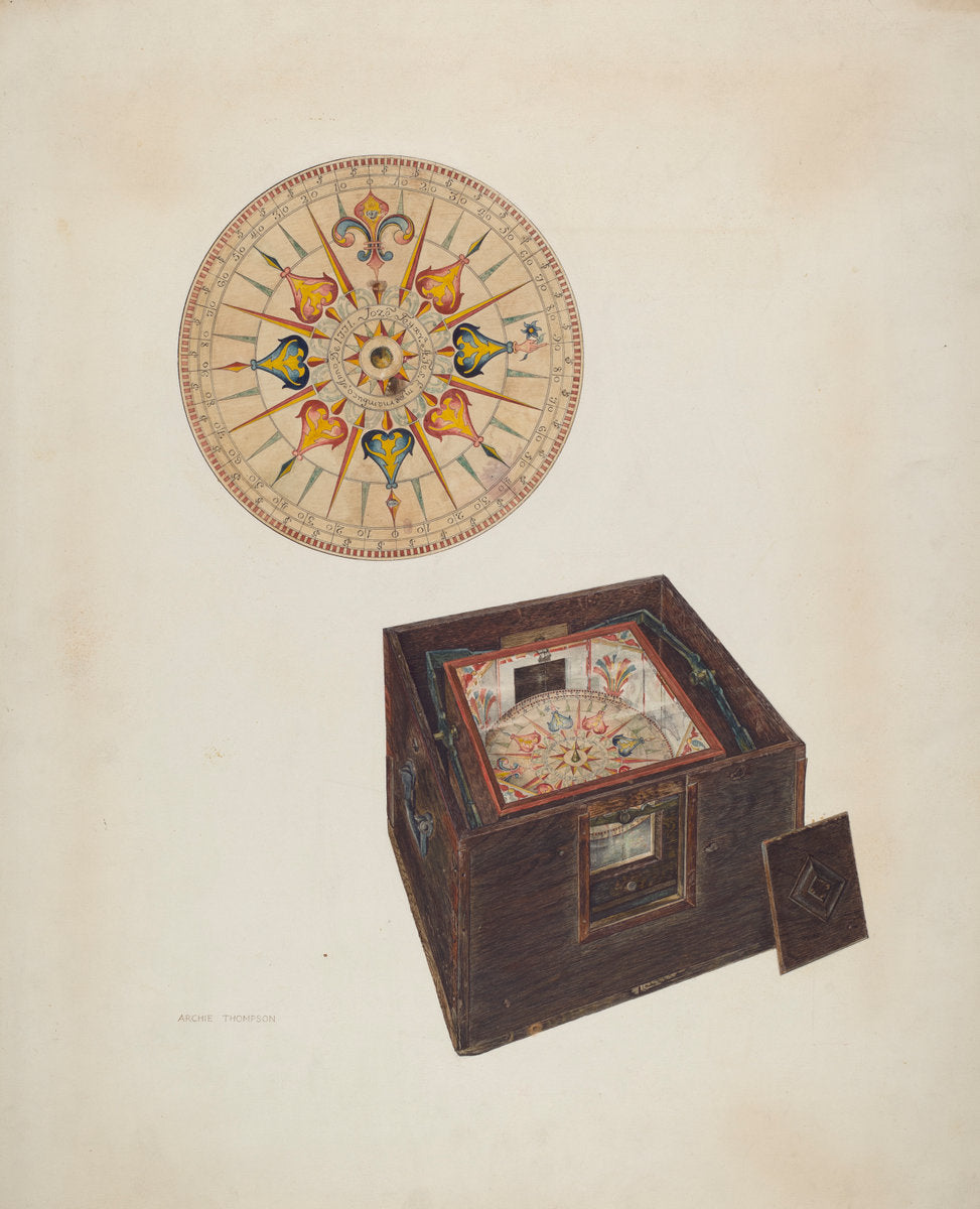 Floating Compass by Archie Thompson (American, active c. 1935), 16X12"(A3)Poster Print