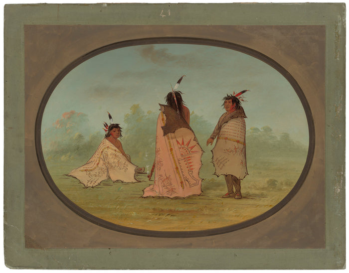 Three Blackfoot Men by George Catlin (American, 1796 - 1872), 16X12