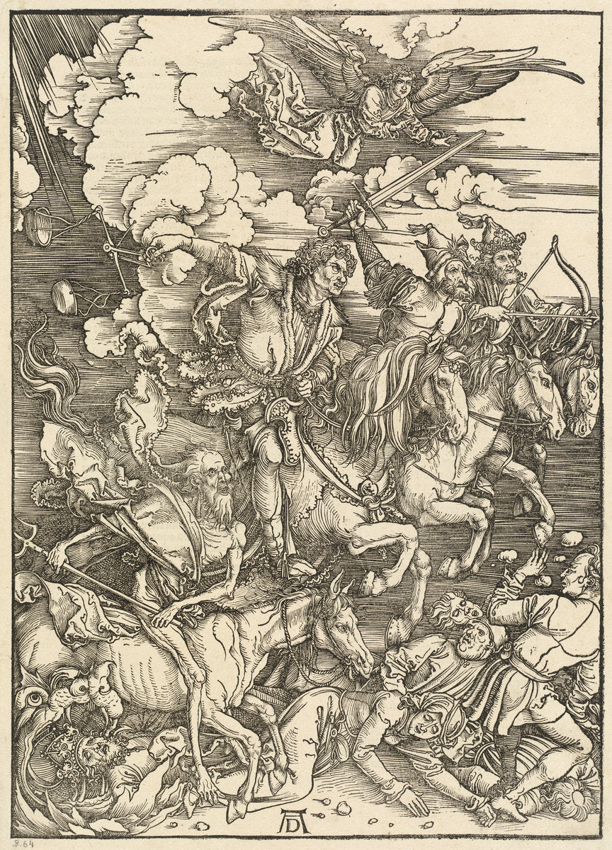 The Four Horsemen by Albrecht Dürer (German, 1471 - 1528), 16X12"(A3)Poster Print