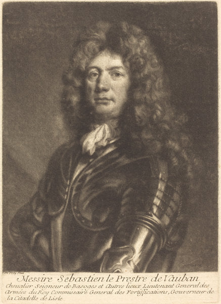Portrait of M. Sebastien Le Prestre de Vauban by Louis Bernard after François de Troy (French, active 1680/1717), 16X12"(A3)Poster Print