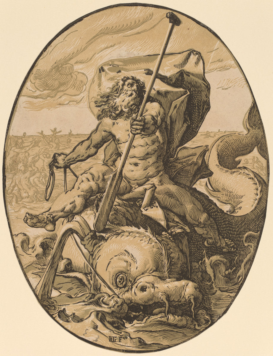 Neptune by Hendrik Goltzius (Dutch, 1558 - 1617), 16X12"(A3)Poster Print