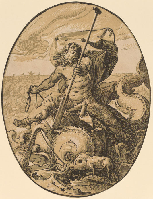 Neptune by Hendrik Goltzius (Dutch, 1558 - 1617), 16X12"(A3)Poster Print