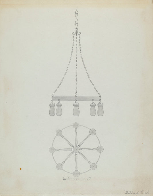 Chandelier by Mildred Ford (American, active c. 1935), 16X12"(A3)Poster Print