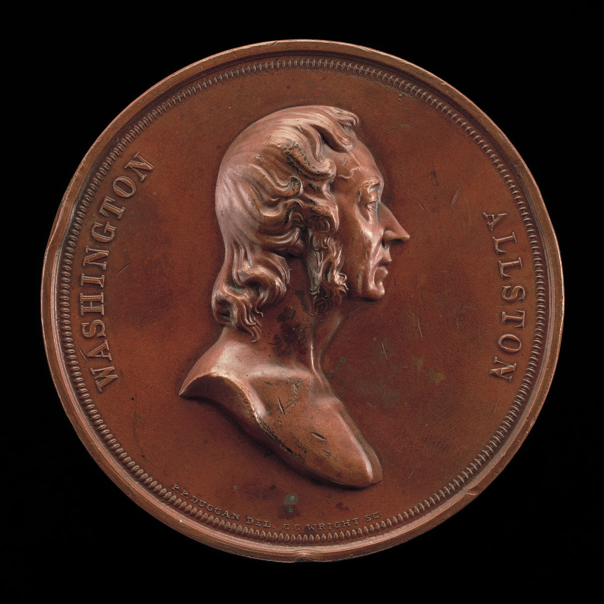 Washington Allston, 1779-1843, Painter [obverse] by Charles Cushing Wright, die engraver, after design by Paul Peter Duggan (American, c. 1800 - 1861), 16X12"(A3)Poster Print