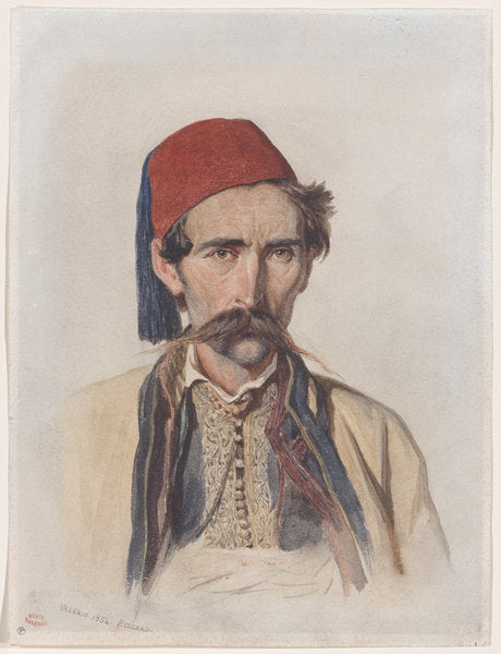 Moustachioed Slav in Belgrade by Théodore Valerio (French, 1819 - 1879), 16X12"(A3)Poster Print