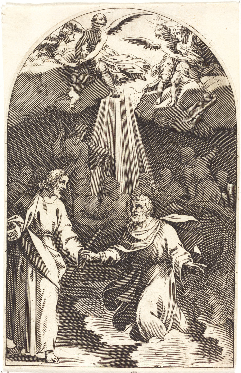 Christ Walking on the Water [first plate] by Jacques Callot (French, 1592 - 1635), 16X12"(A3)Poster Print