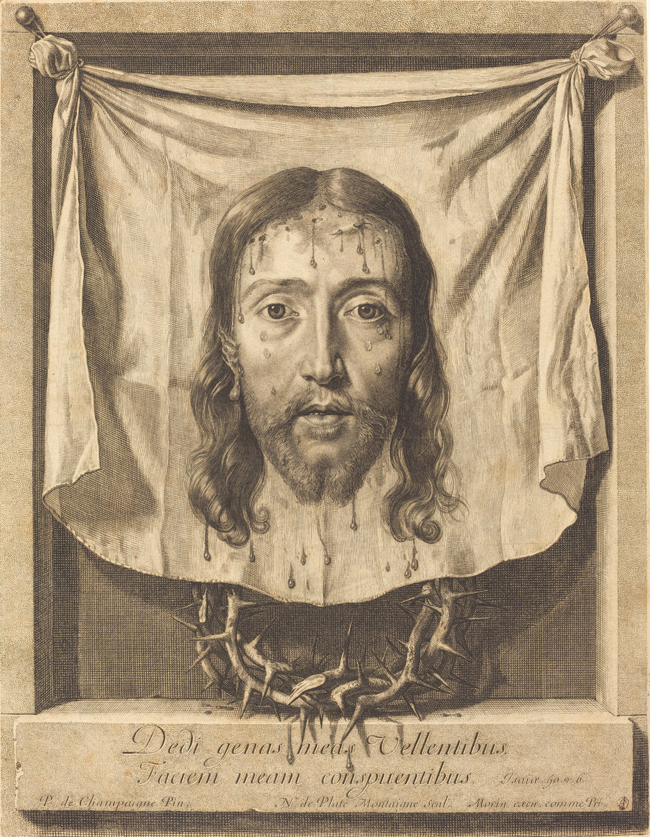 The Veil of Saint Veronica by Nicolas de Plattemontagne after Philippe de Champaigne (French, 1631 - 1706), 16X12"(A3)Poster Print