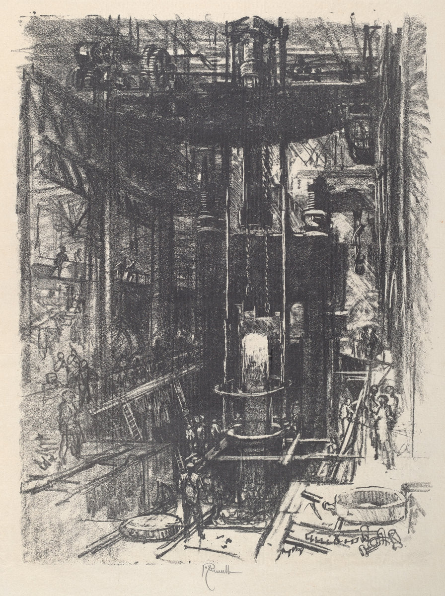 Shaping a Gun from an Ingot by Joseph Pennell (American, 1857 - 1926), 16X12"(A3)Poster Print