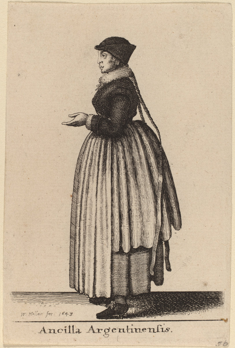 Ancilla Argentinensis by Wenceslaus Hollar (Bohemian, 1607 - 1677), 16X12"(A3)Poster Print