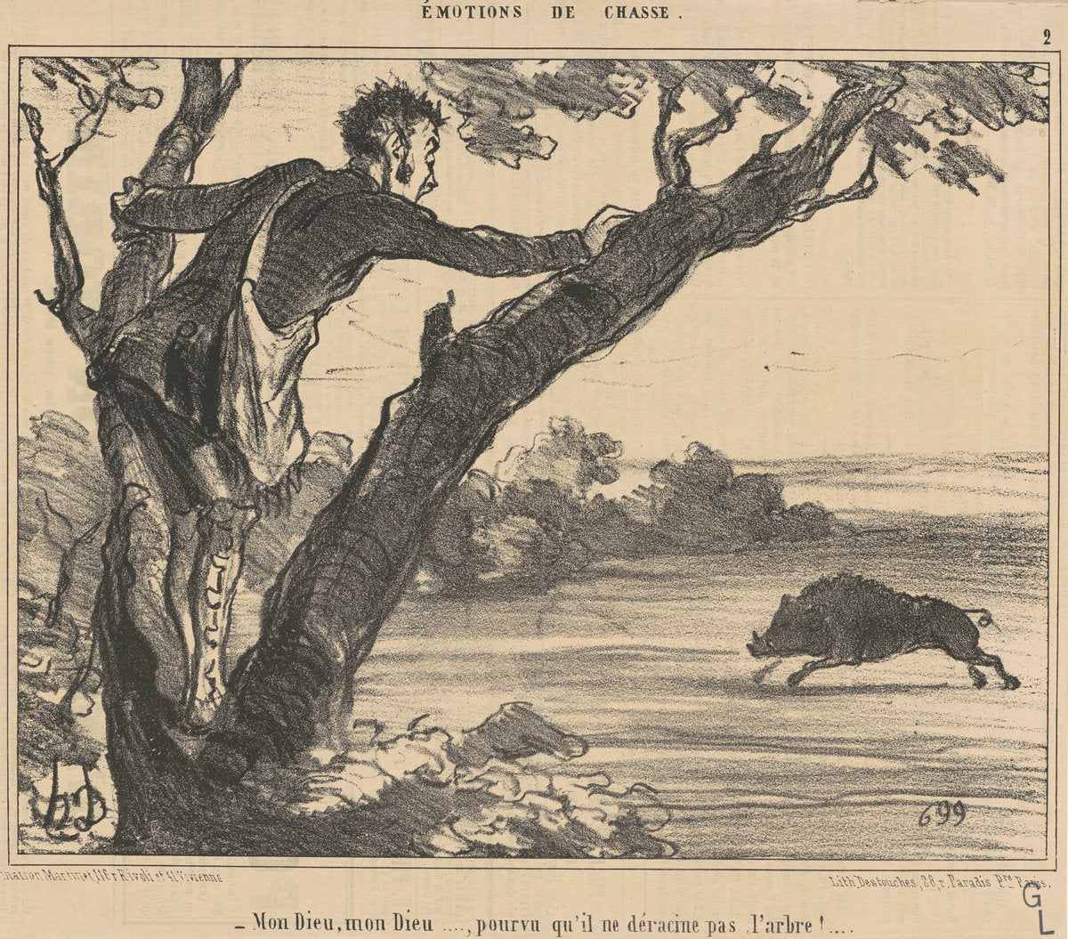 Mon dieu, mon dieu ... pourvu ... by Honoré Daumier (French, 1808 - 1879), 16X12"(A3)Poster Print