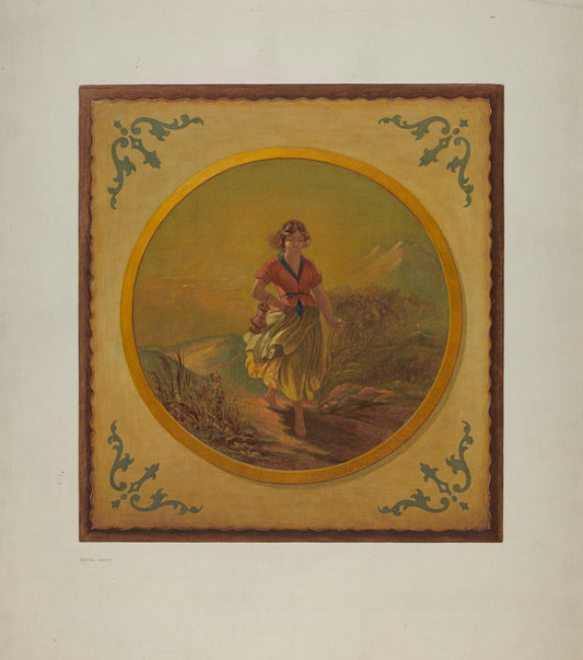 Painted Panel from Pullman Car Interior by Wayne White (American, 1890 - 1978), 16X12"(A3)Poster Print