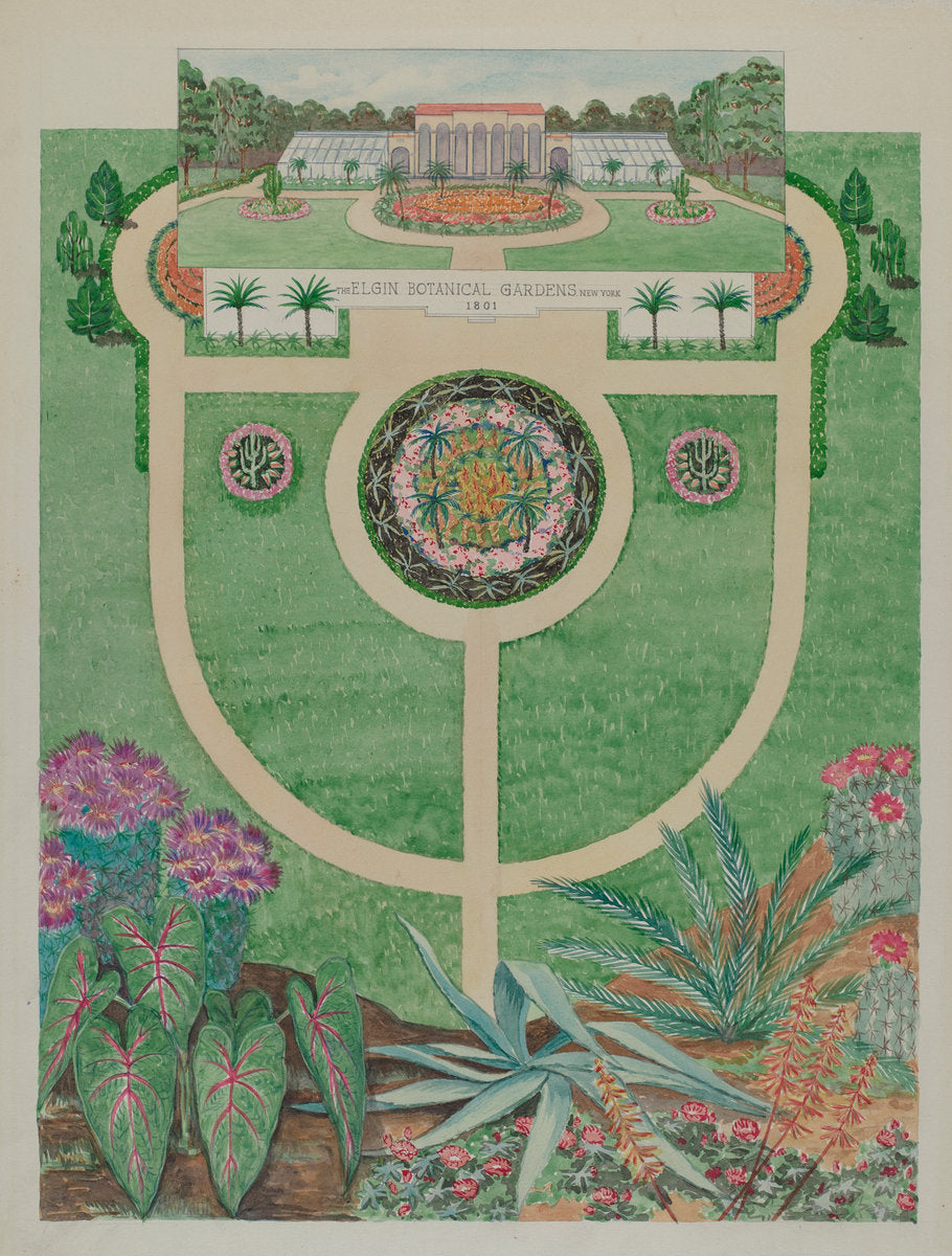 Elgin Botanical Gardens by Tabea Hosier (American, active c. 1935), 16X12"(A3)Poster Print