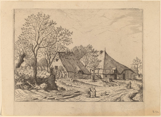 Farm with Shed and Draw Well by Johannes and Lucas van Doetechum after the Master of the Small Landscapes (Dutch, active 1554/1572; died before 1589), 16X12"(A3)Poster Print