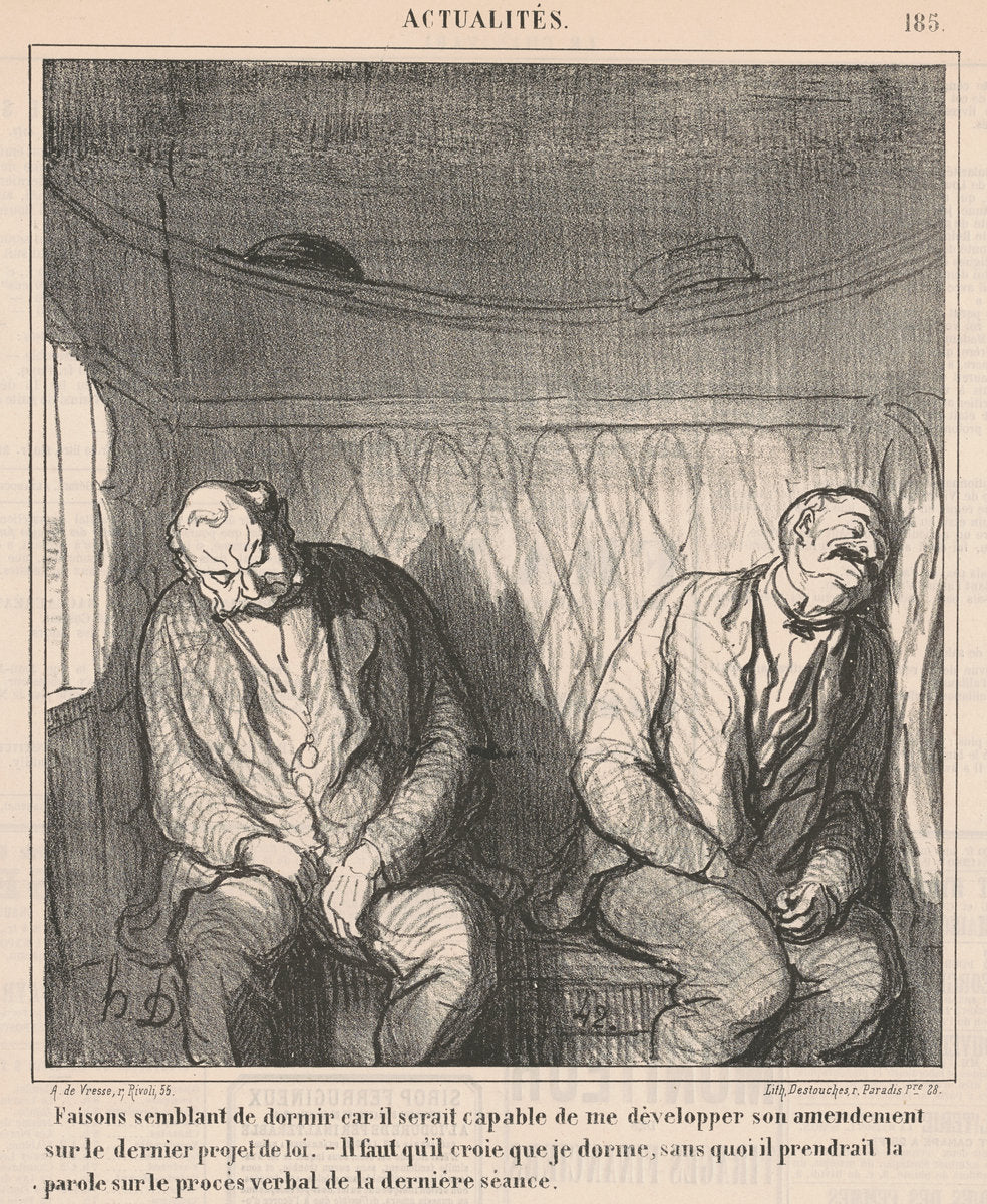 Faisons semblant de dormier ... by Honoré Daumier (French, 1808 - 1879), 16X12"(A3)Poster Print