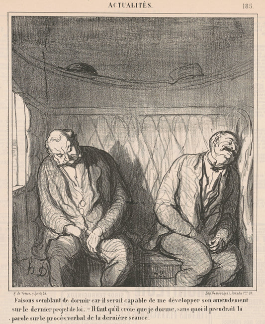 Faisons semblant de dormier ... by Honoré Daumier (French, 1808 - 1879), 16X12"(A3)Poster Print