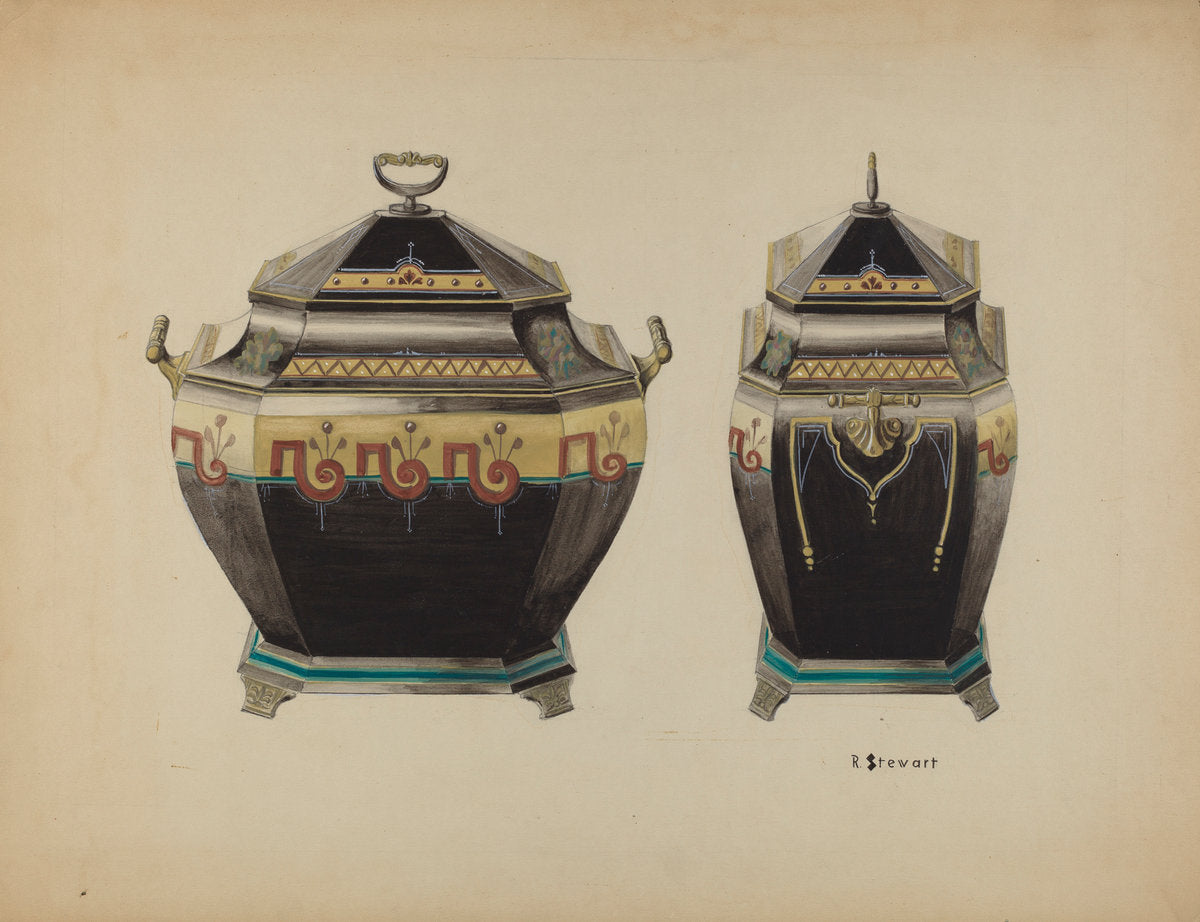 Toleware Coal Vase by Robert Stewart (American, active c. 1935), 16X12"(A3)Poster Print