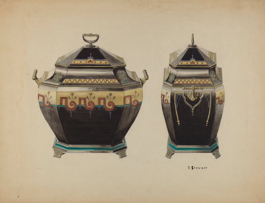 Toleware Coal Vase by Robert Stewart (American, active c. 1935), 16X12"(A3)Poster Print