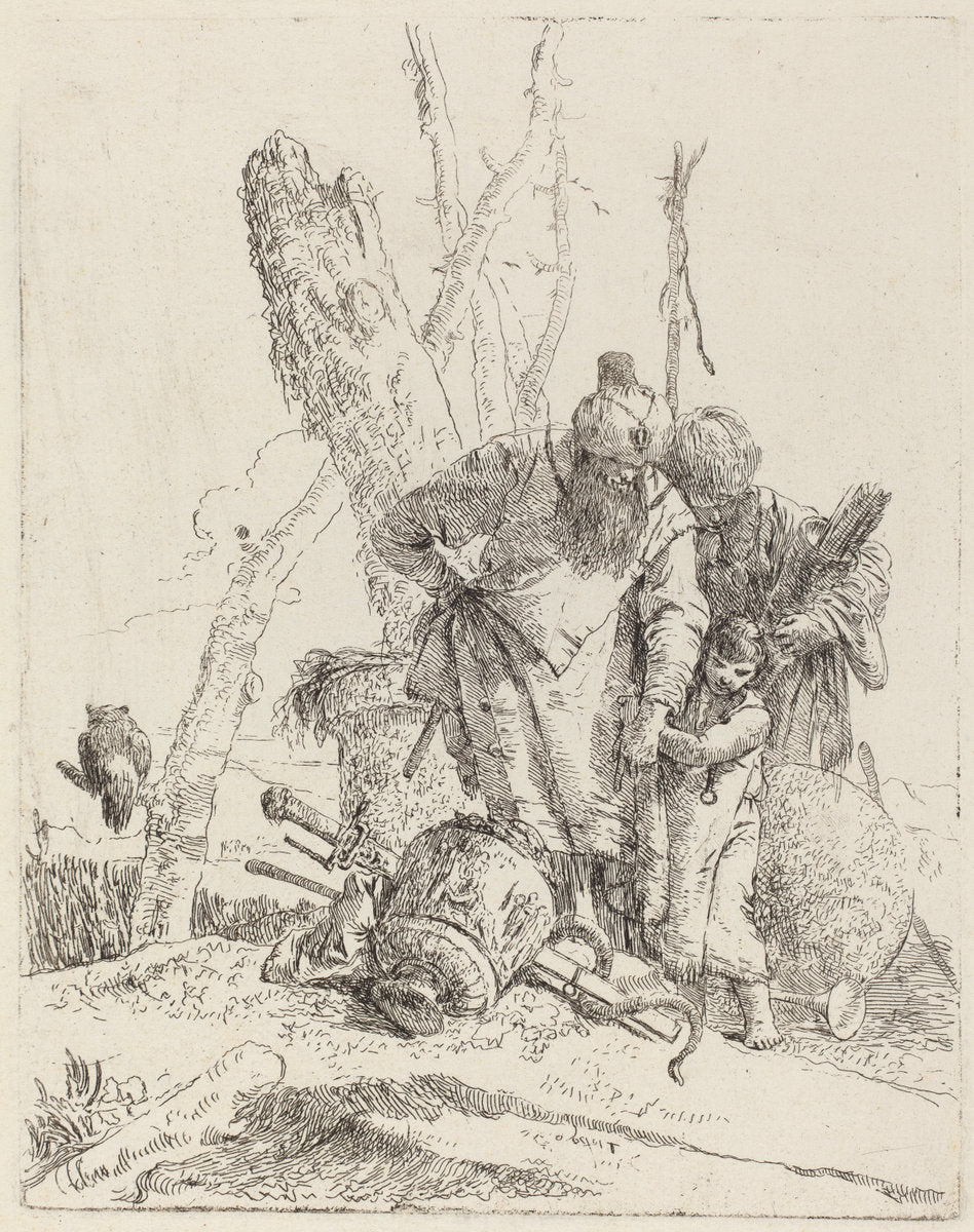Two Turbaned Magicians and a Boy by Giovanni Battista Tiepolo (Italian, 1696 - 1770), 16X12"(A3)Poster Print