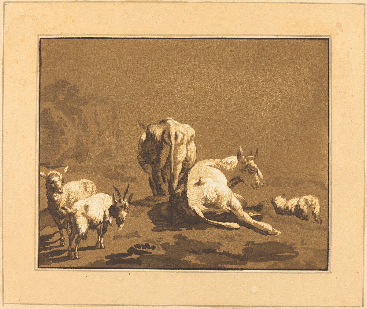 Cows by Johann Gottlieb Prestel after Joseph Wagner (German, 1739 - 1808), 16X12"(A3)Poster Print