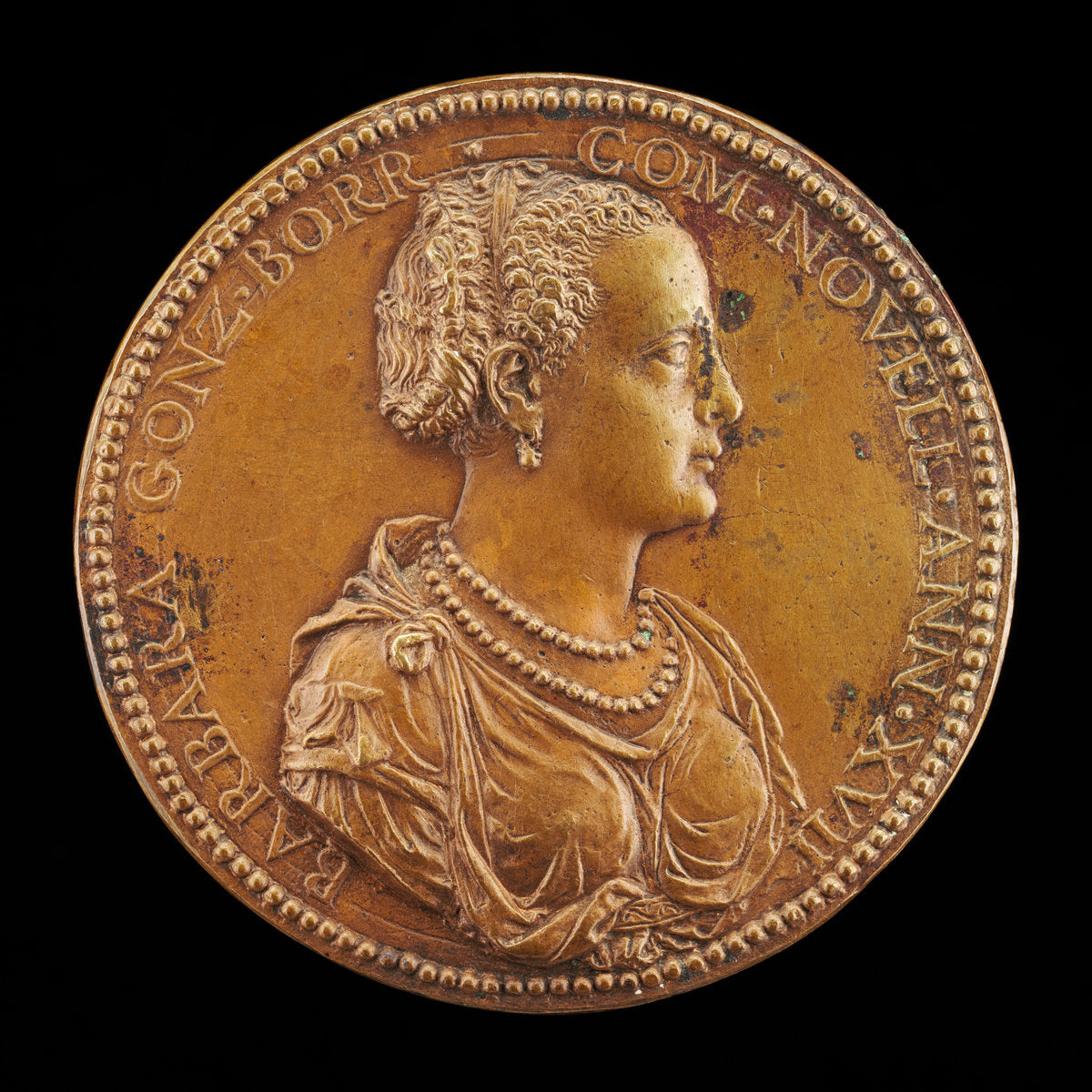 Barbara Borromeo, died 1572, Wife of Camillo Gonzaga 1555 [obverse] by Attributed to Pier Paolo Galeotti (Florentine, c. 1520 - 1584), 16X12"(A3)Poster Print