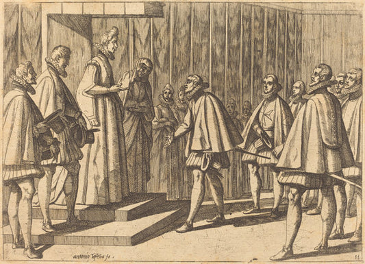 Italian Prince before Margaret of Austria by Antonio Tempesta (Florentine, 1555 - 1630), 16X12"(A3)Poster Print