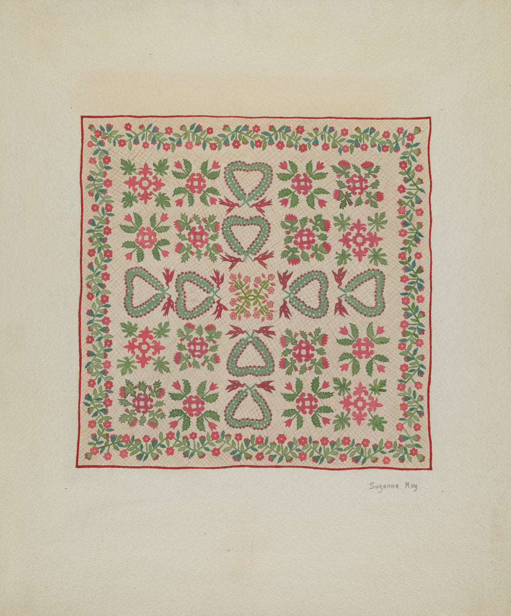 Applique Quilt by Suzanne Roy (American, active c. 1935), 16X12"(A3)Poster Print
