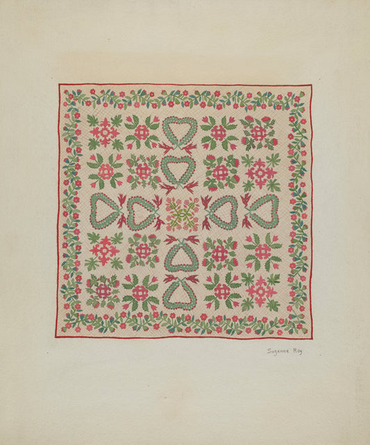 Applique Quilt by Suzanne Roy (American, active c. 1935), 16X12"(A3)Poster Print