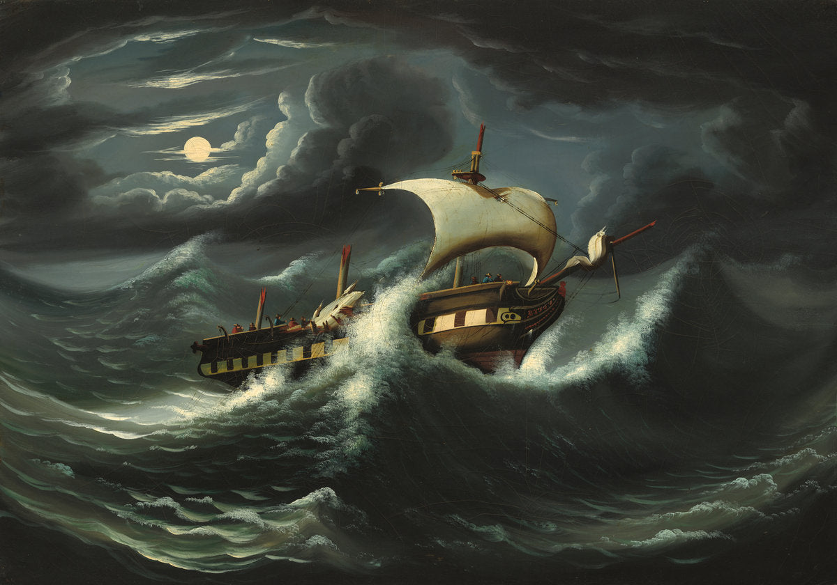 Storm-Tossed Frigate by Thomas Chambers (American, 1808 - 1866 or after), 16X12"(A3)Poster Print