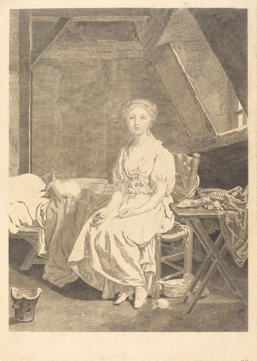 La vertu chancelante by Jean Massard after Jean-Baptiste Greuze (French, 1740 - 1822), 16X12"(A3)Poster Print