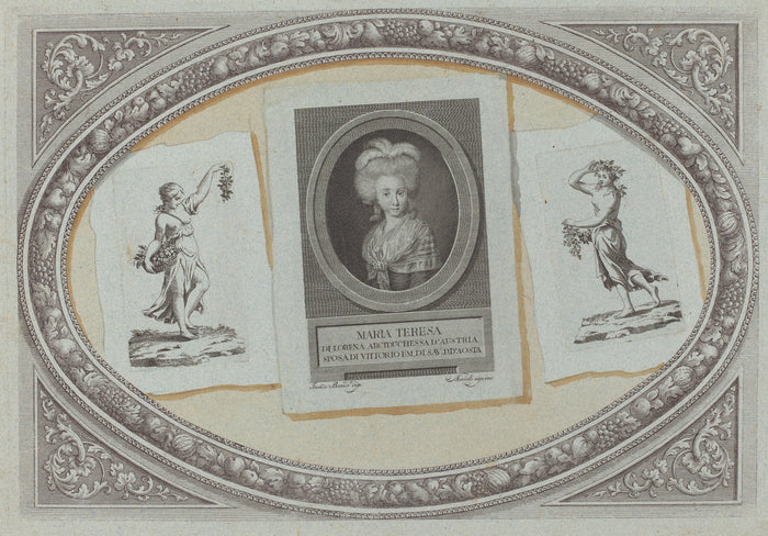 c. 1790 by Milanese 18th Century and Michelangelo Mercoli (Trompe l'Oeil: Prints with Maria Teresa, Using Original Copperplates), 16X12