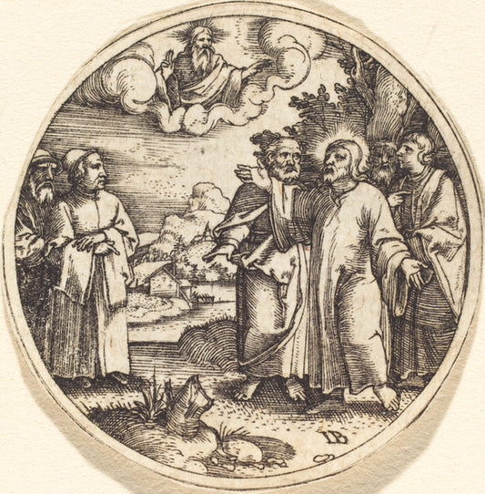 Christ with Three of His Apostles by Master IB (German, active c. 1523/1530), 16X12"(A3)Poster Print