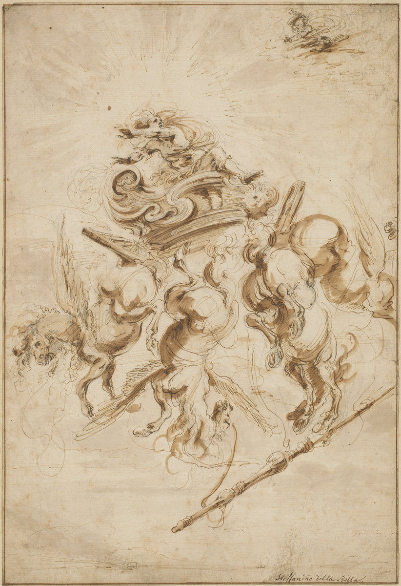 The Fall of Phaeton by Stefano Della Bella (Florentine, 1610 - 1664), 16X12"(A3)Poster Print