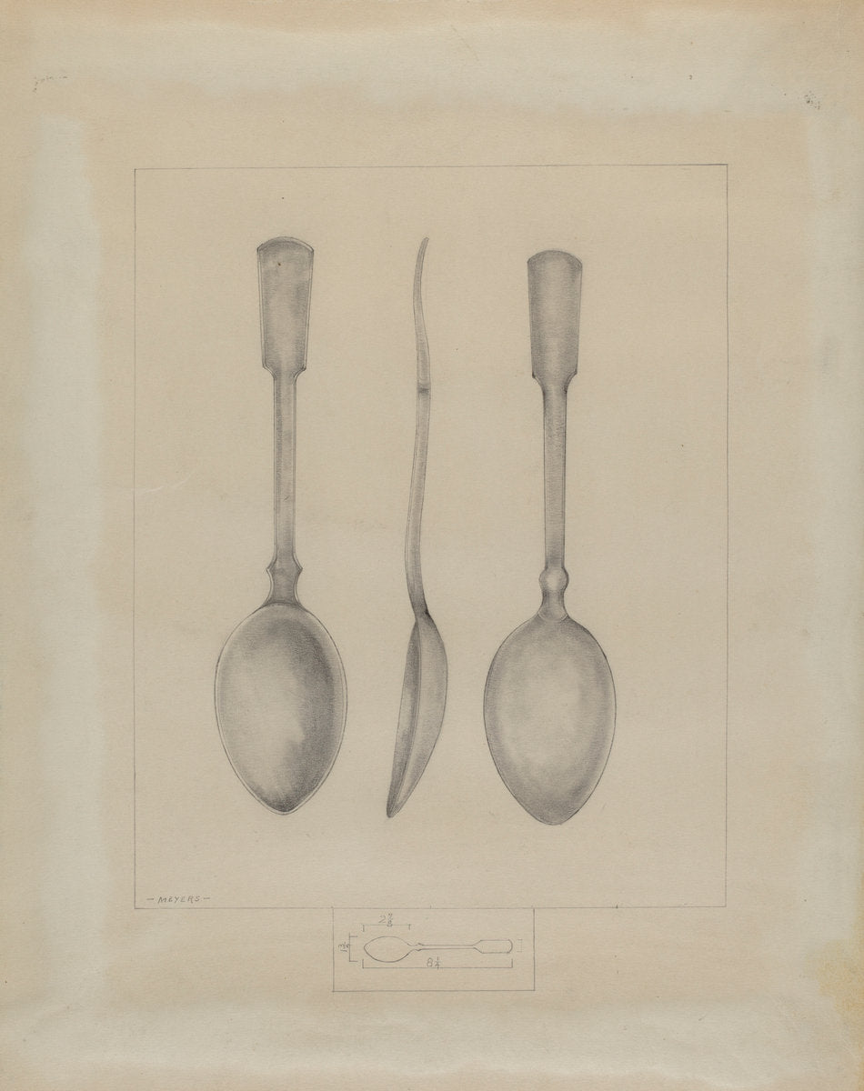 Pewter Spoon by Henry Meyers (American, active c. 1935), 16X12"(A3)Poster Print