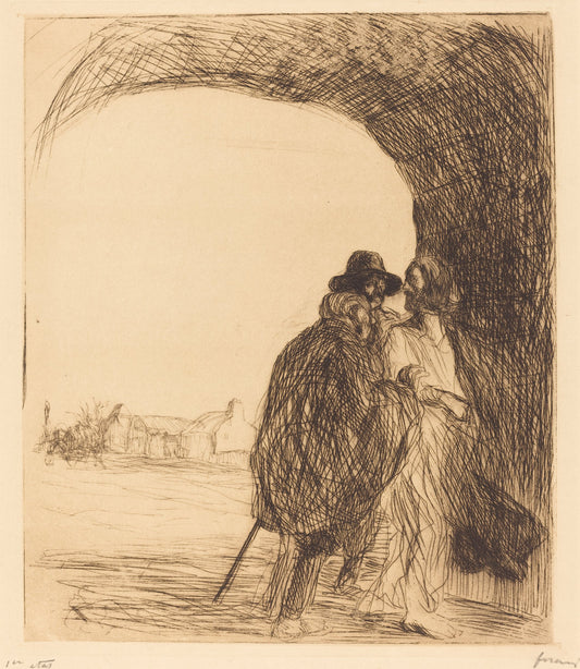 The Meeting under the Arch (third plate) by Jean-Louis Forain (French, 1852 - 1931), 16X12"(A3)Poster Print