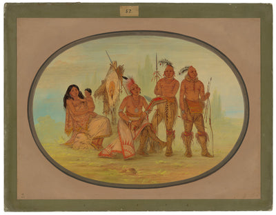 Osage Indians by George Catlin (American, 1796 - 1872), 16X12"(A3)Poster Print